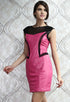 Megenta Black Mesh Accent Faux Leather Dress